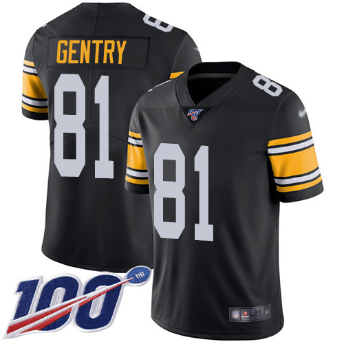 Youth Pittsburgh Steelers Football #81 Limited Black Zach Gentry Alternate 100th Season Vapor Untouchable Nike NFL Jersey->youth nfl jersey->Youth Jersey
